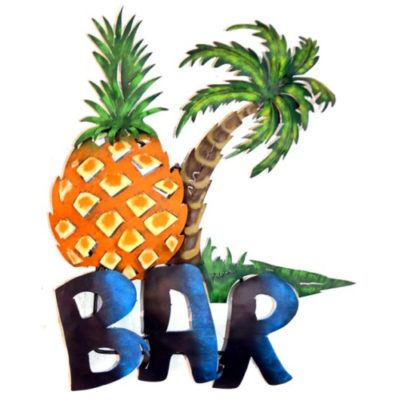 Bar Sign | Artisan Crafted Painted Iron Plasma Cut | Tropical Bar