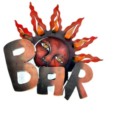 Bar Sign | Artisan Crafted Painted Iron Plasma Cut | Sun