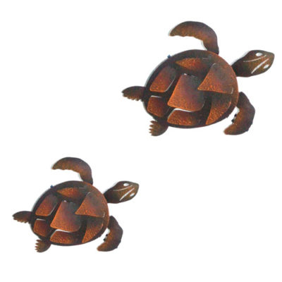 Artisan Crafted Painted Iron Plasma Cut | Turtles