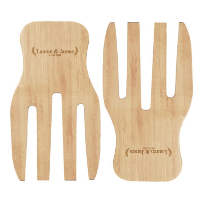 Custom Laurel Couple Bamboo Salad Hands Set