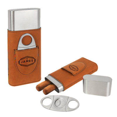 Personalized Cigar Case with Cutter - Cadet Design