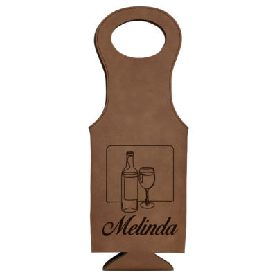 Personalized Leatherette Wine Bottle Bag - Wine Doodle