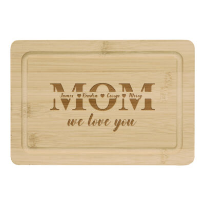 Custom Mother's Day Design Bamboo Cutting Board with Drip Ring