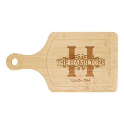 Custom Royal Monogram Bamboo Paddle Serving Board