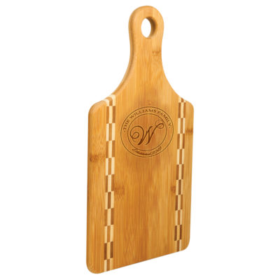 Personalized Bamboo Cutting Board with Butcher Block Inlay - WillRound