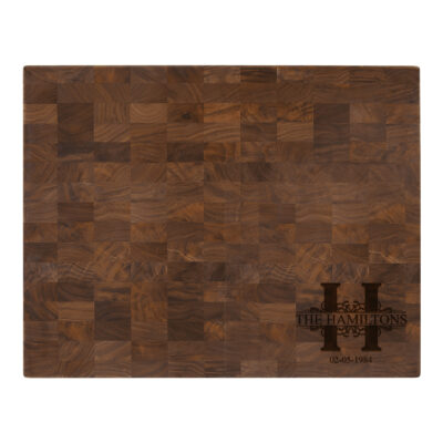 Custom Royal Monogram Walnut Butcherblock Cutting Board