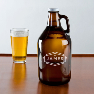 Personalized Etched 64oz Amber Beer Growler - Cadet