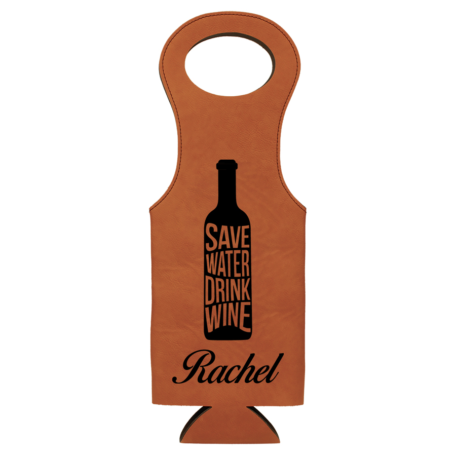 Personalized Leatherette Wine Bottle Bag - Save Water - Image 5