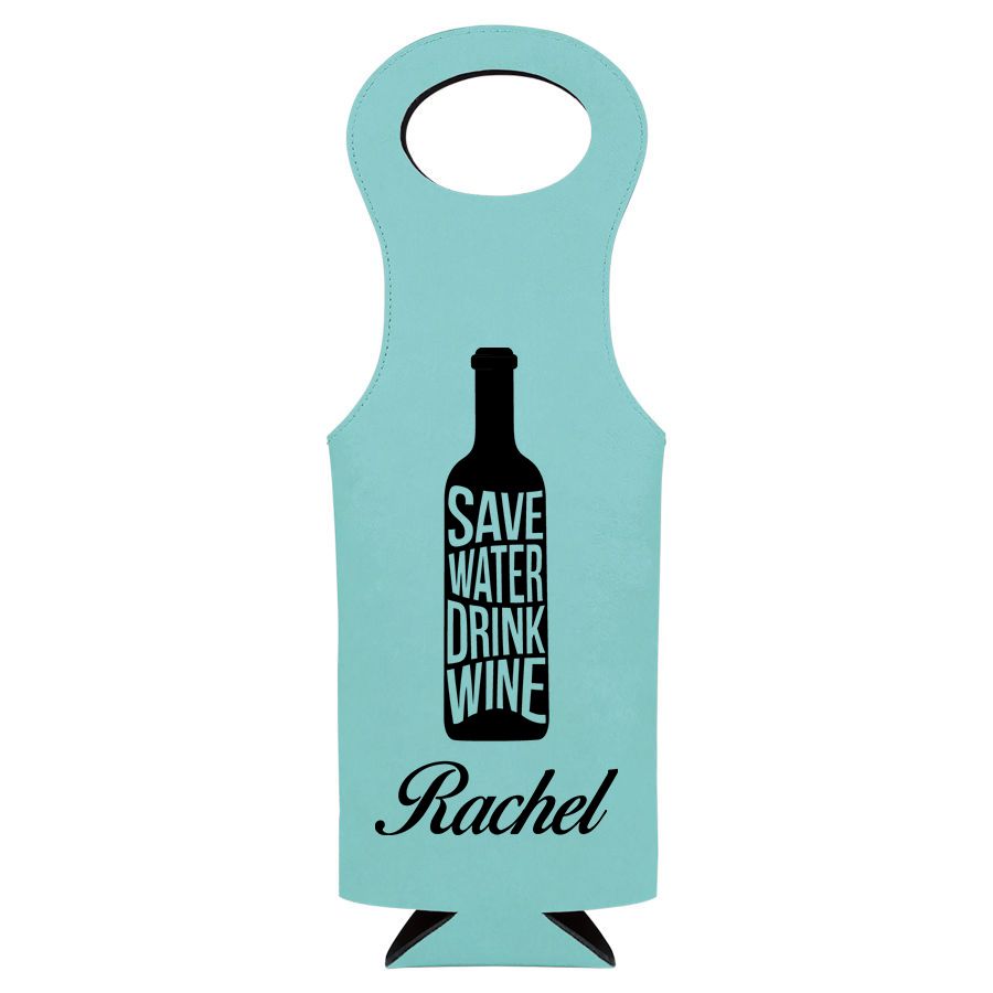 Personalized Leatherette Wine Bottle Bag - Save Water - Image 11