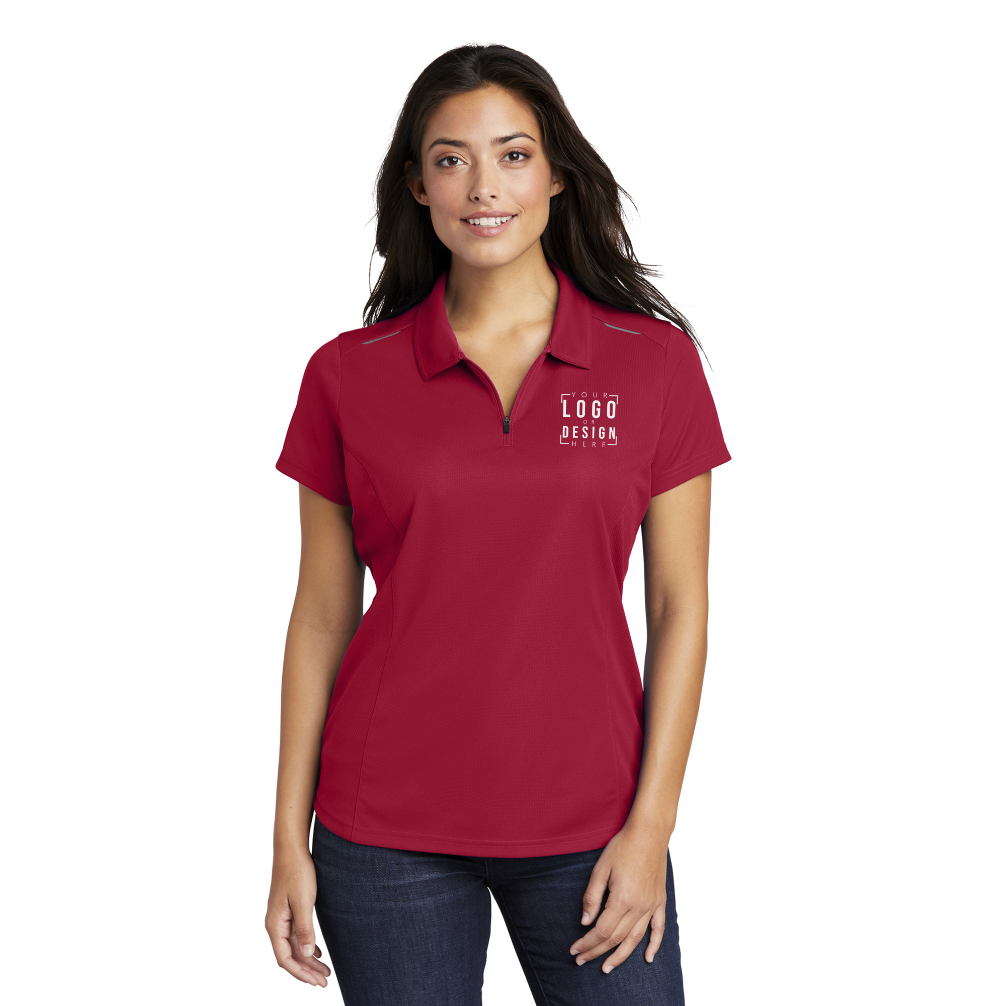 Port Authority Ladies Pinpoint Mesh Zip Polo Port Authority Ladies Pinpoint Mesh Zip Polo