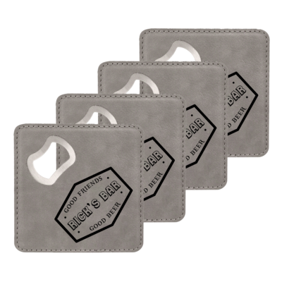 Personalized Bottle Opening Coaster Set - Bar Design