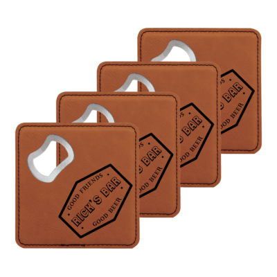 Personalized Bottle Opening Coaster Set - Bar Design