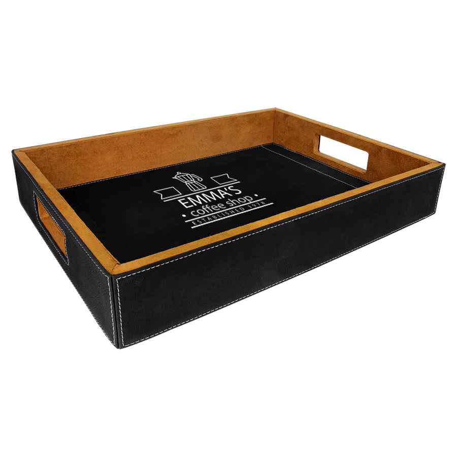 Personalized Coffee-steamer Leatherette Serving Tray - Image 3