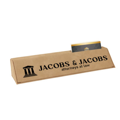 Personalized Business Card Holder Leatherette Desk Name Plate