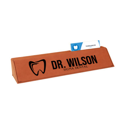 Personalized Business Card Holder Leatherette Dental Desk Name Plate