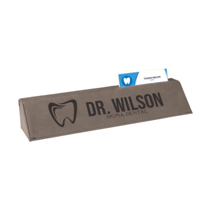Personalized Business Card Holder Leatherette Dental Desk Name Plate