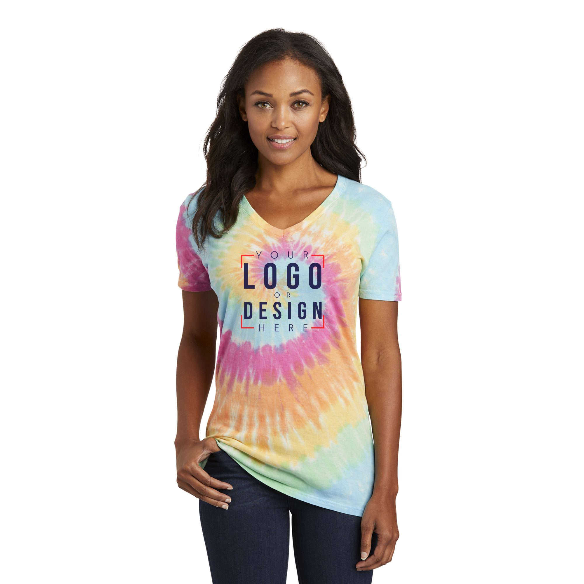 Port & Company Ladies Tie-Dye V-Neck Tee