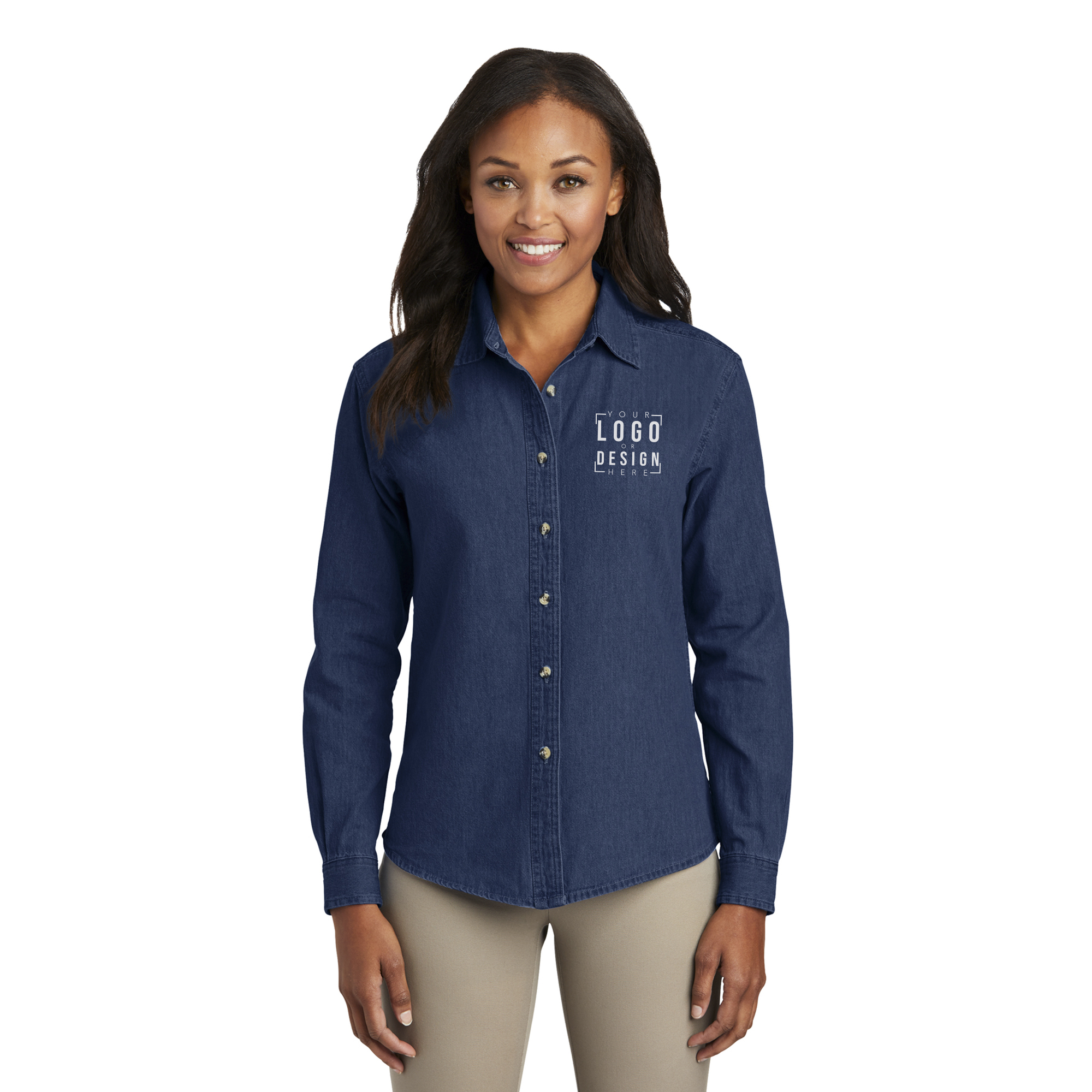 Port & Company - Ladies Long Sleeve Value Denim Shirt Port & Company - Ladies Long Sleeve Value Denim Shirt