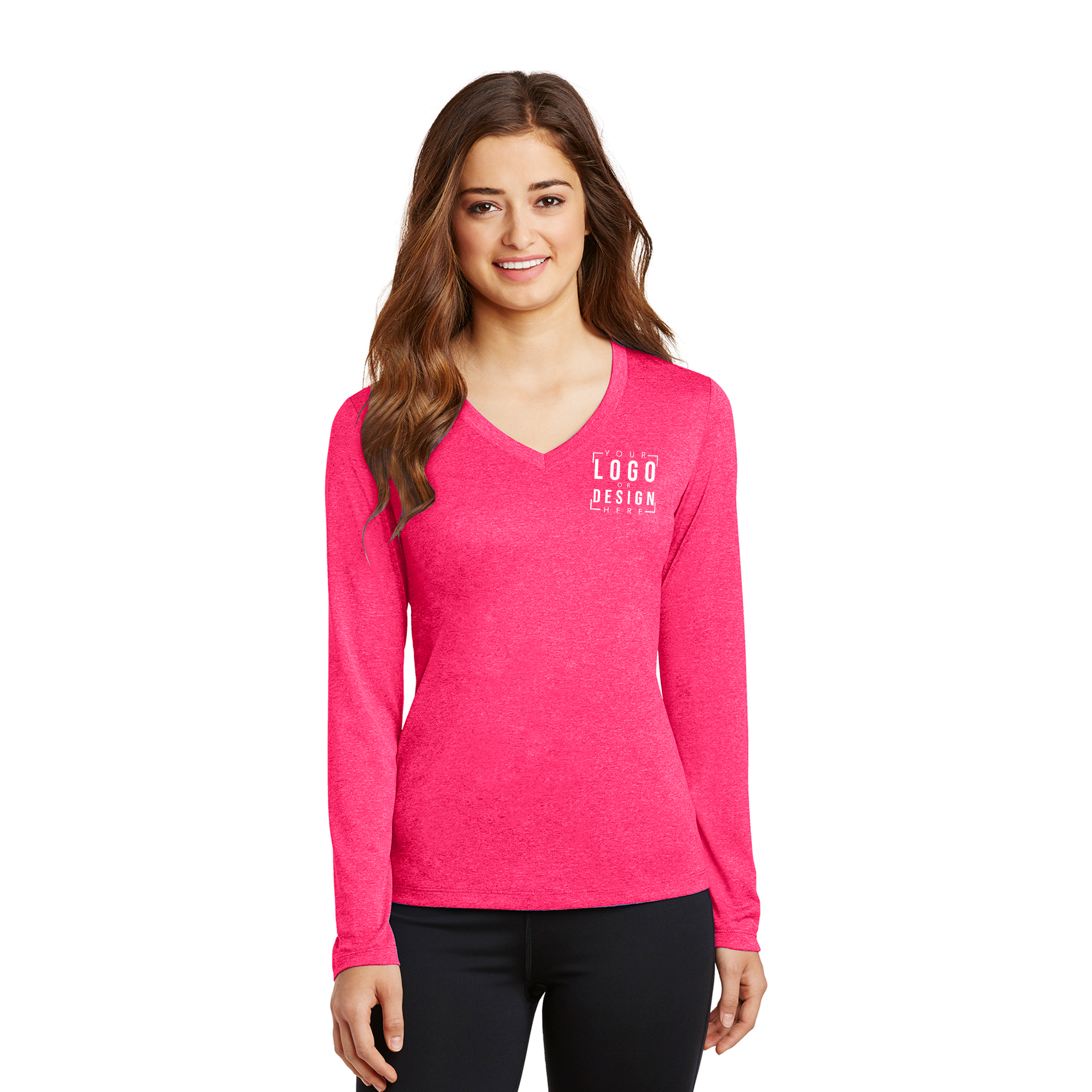Sport-Tek Ladies Long Sleeve Heather Contender V-Neck Tee Sport-Tek Ladies Long Sleeve Heather Contender V-Neck Tee