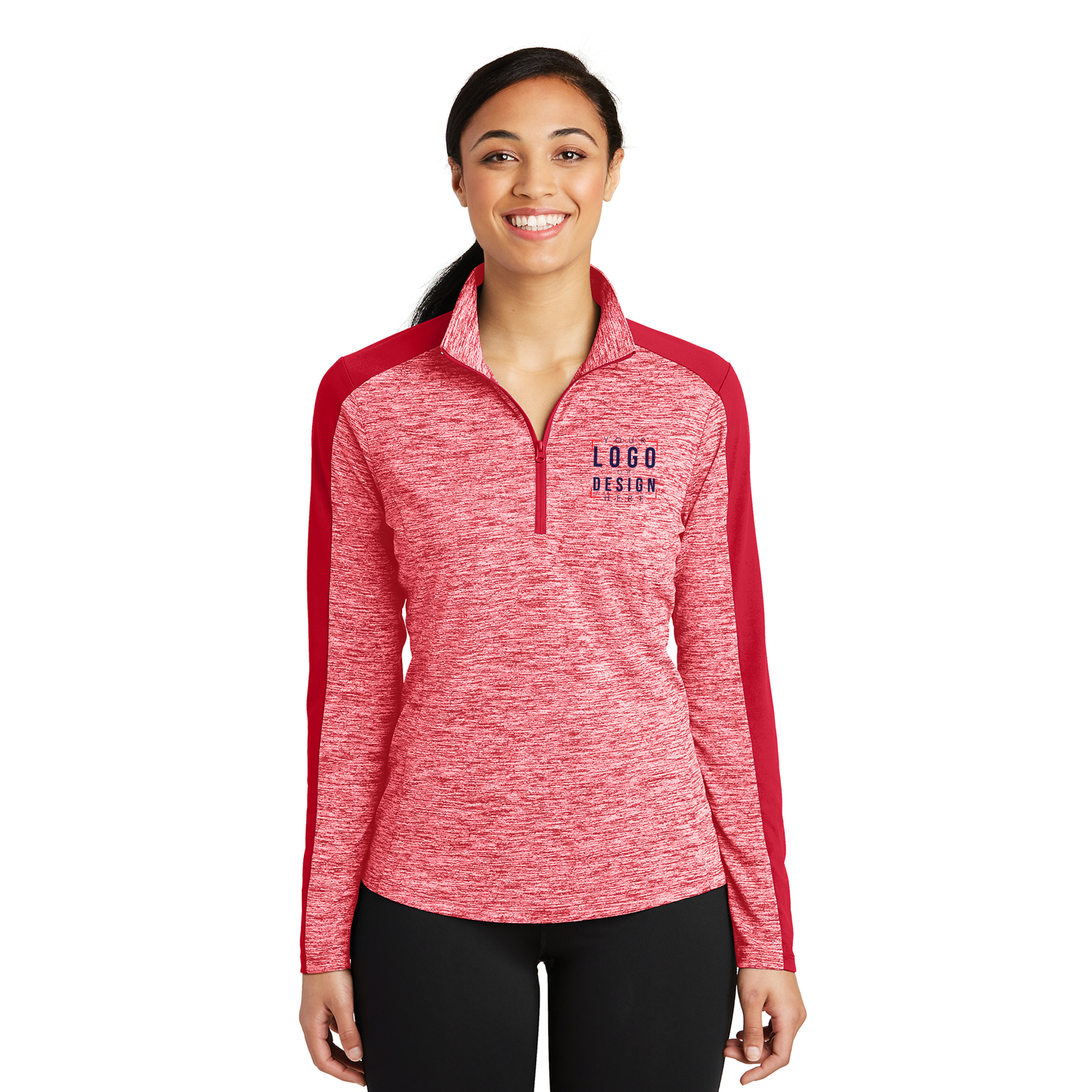 Sport-Tek Ladies PosiCharge Electric Heather Colorblock 1/4-Zip Pullover