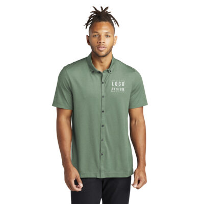 MERCER+METTLE Stretch Pique Full-Button Polo