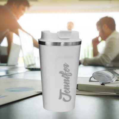 Personalized Stainless Steel Travel Coffee Mug - Outline Design