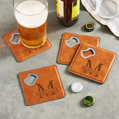 Personalized Bottle Opening Coaster Set