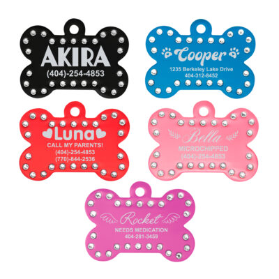 Personalized Aluminum Bling Bone Pet Tag