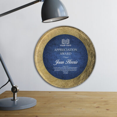 Personalized Round Gold Blue Acrylic Art Plaque