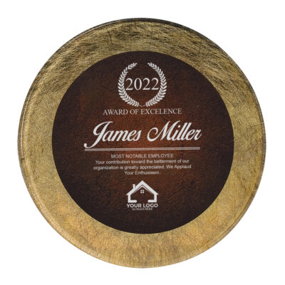 Personalized Round Gold Burgundy Acrylic Art Plaque