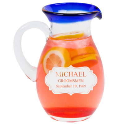 Personalized Pitcher with Cobalt Blue Rim - Board Design