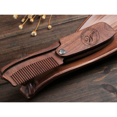 Personalized Folding Wooden Comb - Men's Beard, Mustache & Hair - WillRound Design