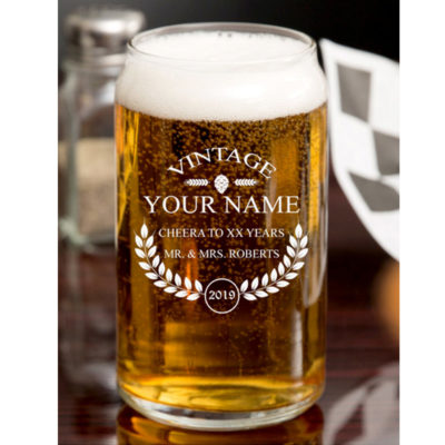 Personalized Beer Can Glass - Vintage