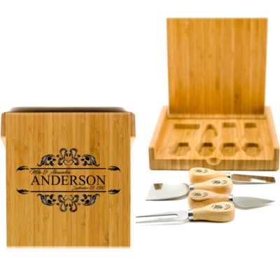 Personalized Squared Cheese Board & Knife Tool Set - ANDES