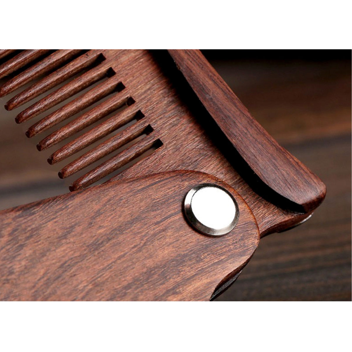 Personalized Folding Wooden Comb - Men's Beard, Mustache & Hair - Image 2