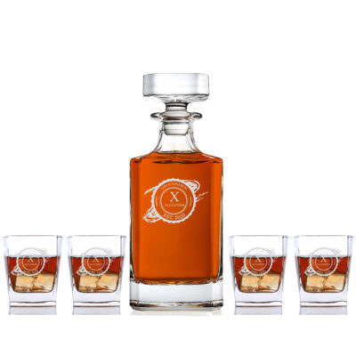 Gentlemen's Seal Personalized 5pc Whiskey Decanter Set