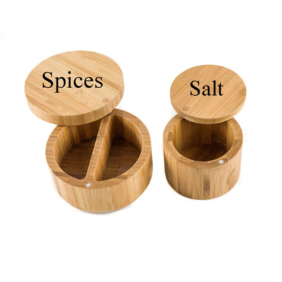 Personalized Bamboo Divided Spice Box with Swivel Cover