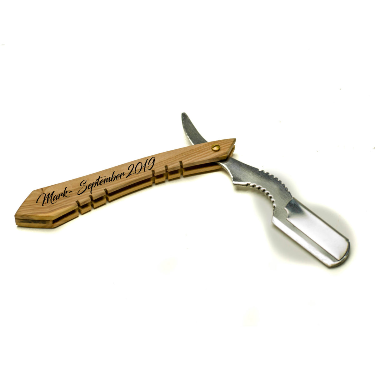 Personalized Straight Edge Natural Wood Razor - Face Shaving - Image 3