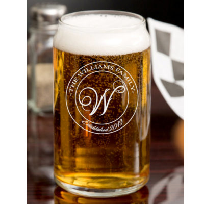 Personalized Beer Can Glass - Will Round Design