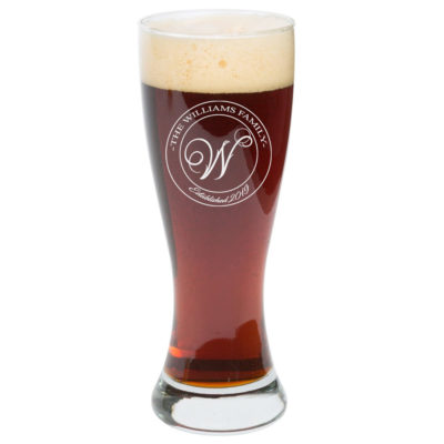 Personalized Pilsner Glass 16 oz. - Will Round Design