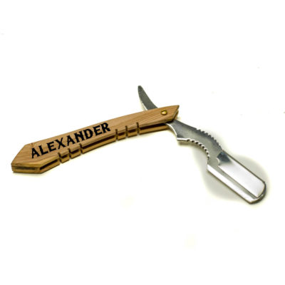 Personalized Straight Edge Natural Wood Razor - Face Shaving