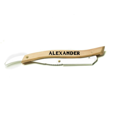Personalized Straight Edge Natural Wood Razor - Straight Razor