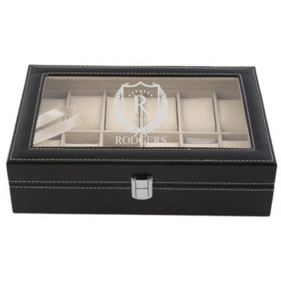 Shield Leather 10 Slot Personalized Watch Box