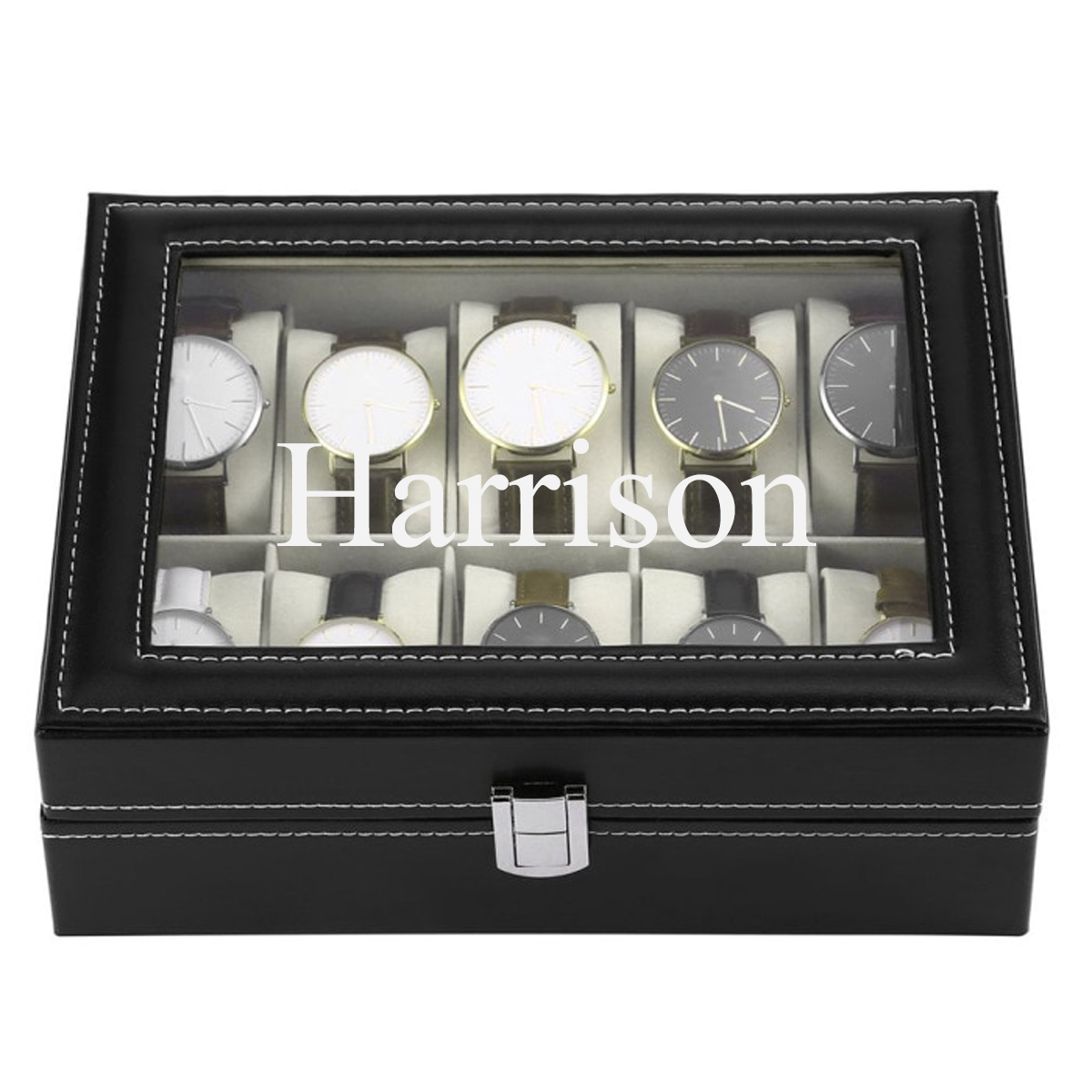Leather 10 Slot Personalized Watch Box - Your Way