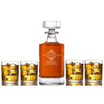 Limited Edition Personalized Whiskey Decanter & Rock Glasses Set