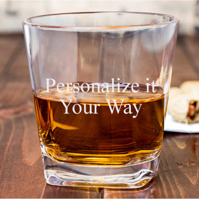 Personalized Cube Rocks Glass - Whiskey Glass