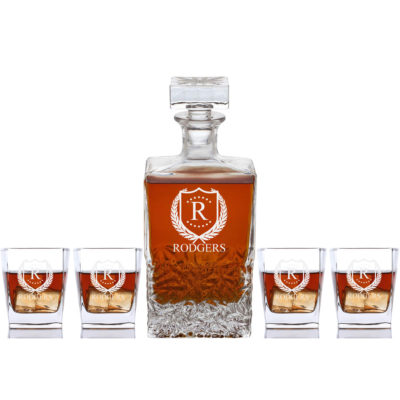 ShieldStar Personalized Whiskey Set Decanter