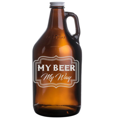 Personalized Etched 64oz Amber Beer Growler - Crispy Board