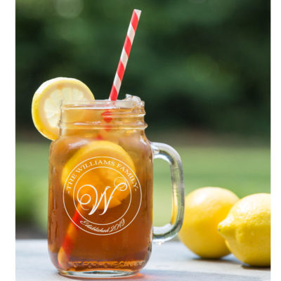 Personalized Drinking Jar with Handle - 16oz - WillRound Design