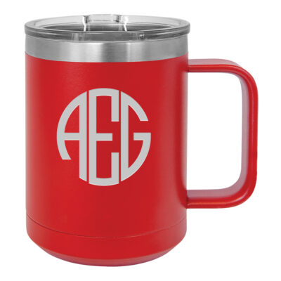 Personalized Round Monogram Insulated Travel Mug with Handle